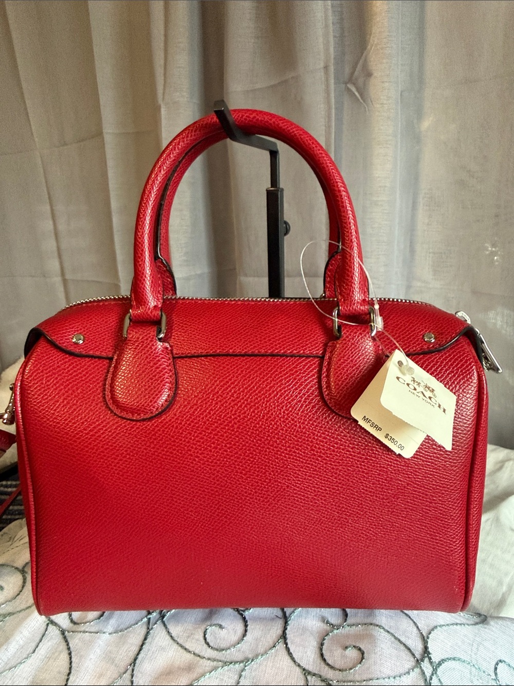 COACH Peanuts X (F37272) Red Pebbled Bennet Satchel 2015 - 2016 - Picture 8 of 11